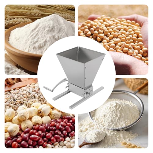 Manual Grain Crusher Mill, Stainless Steel Dry Cereals Grinder Crusher Malt Mill Adjustable Hand Grain Mill Low Speed Drill Malt Crusher Gap Grinder Dry Grinder for Kitchen,Not Applicable to Legumes - color: Opening-8.5*8.5inch