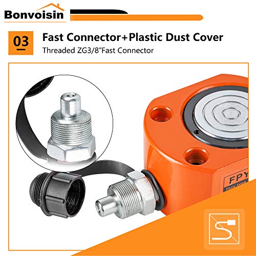 Bonvoisin 5T Hydraulic Ram Cylinder Jack Low Profile Porta Power Ram Single-acting Mini Jack Ram 0.31" Stroke for Machinery Shipbuilding - color: FPY-5T