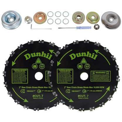 Dunhil 7 inch 16T 7” x 16T Chainsaw Tooth Brush Cutter Blades Metal Brush Cutter Blade with 2 Set Adapter Kits for Weed Eater, Cutter, Trimmer - size: 2 Pack 7 inch 16T