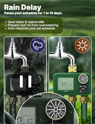 MOES 3 Zone Water Timer, Brass Fittings, Sequential Watering, No Wi-Fi - style: 3 Zones (3 Outlets)