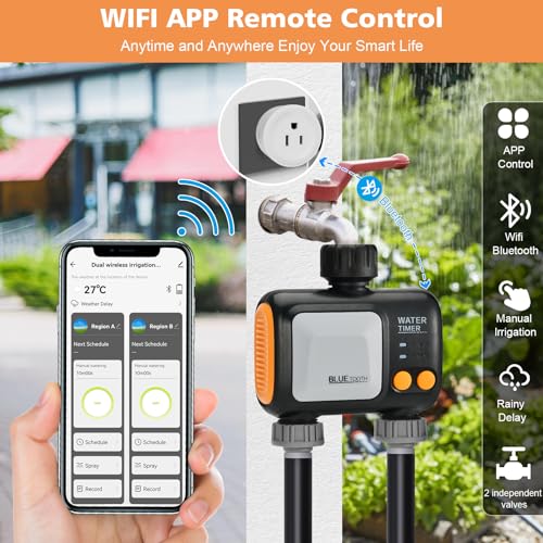 Smart WiFi Water Timer for Garden Hose, 2 Zone Sprinkler Timer - style: 2 Outlets