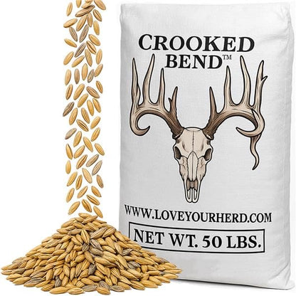 Crooked Bend Last Resort Blend, 50LB Bulk, Winter Food Plot Seed for Deer, Cereal Grain Rye, Wheat, Barley, Triticale & Oat Seeds Grow Whitetail & Turkey Attractants & Cold Hardy Hunting Food Plots - size: 25 Pound (Pack of 2)