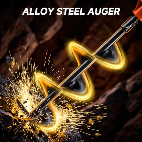 63CC 2-Stroke Gas Powered Auger Post Hole Digger with 6"/8" Auger Bits & Ext - color: Orange-63cc