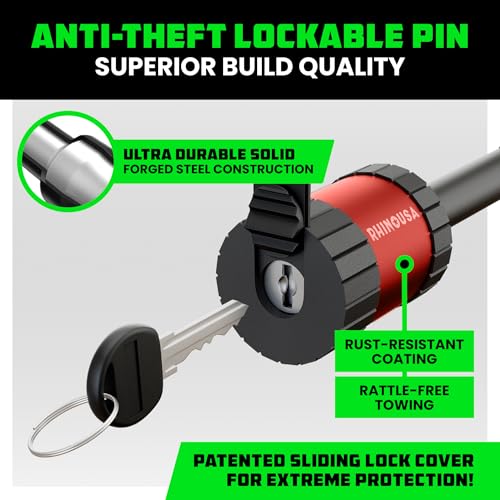 Rhino USA 2in Trailer Hitch Pin - Patented Locking Receiver Pin - color: Red, size: 2 IN - 1 Pack