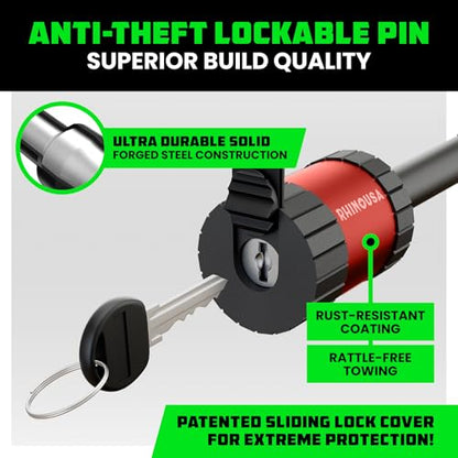 Rhino USA 2in Trailer Hitch Pin - Patented Locking Receiver Pin - color: Red, size: 2 IN - 1 Pack