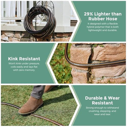 Giraffe Tools Garden Hose 5/8", 6ft Short Garden Hose | Custom Length, No Kink, Flexible, Leakproof Water Hose, 600 Burst PSI - size: 6FT Male Female