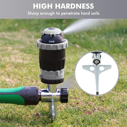 RESTMO Gear Drive Sprinkler with Metal T-Spike Base,Gray - color: Gray, size: 1 Pack