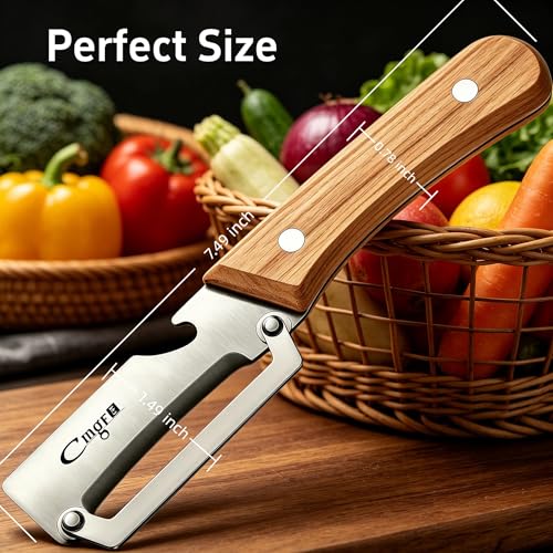 Maxjoy Vegetable Peeler, Stainless Steel Blade, Wooden Handle - color: Brown#Silver-12