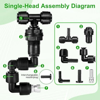14 Pack Single-Head 1/4 Reptile Mister Nozzles Kit,Reptile Misting - size: Single-Head*2