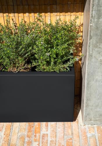 Veradek Block Series Long Box Planter - Rectangular Outdoor Planter - color: Black, size: Small - 2 Pack