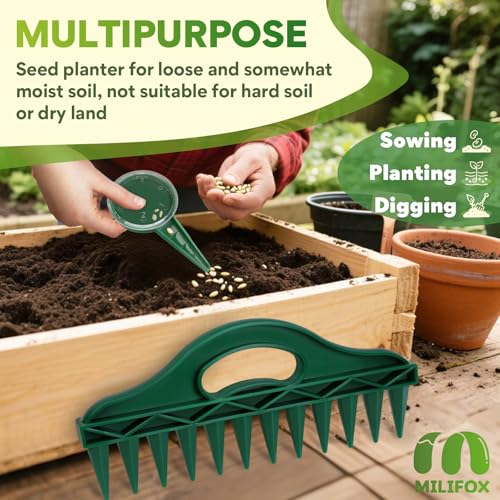 7 Pcs Seed Planter Tools, 12-Hole Garden Dibber, Seed Spreader