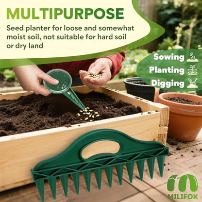 7 Pcs Seed Planter Tools, 12-Hole Garden Dibber, Seed Spreader