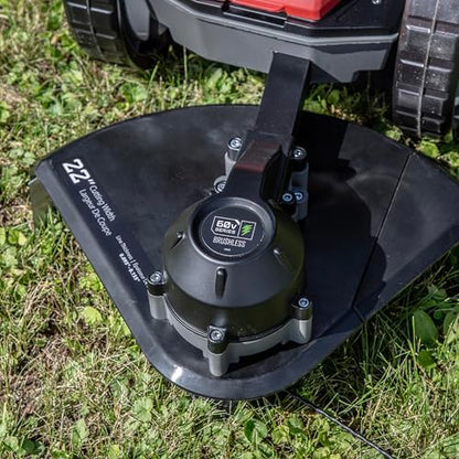 Earthquake 60V Walk Behind String Mower, Includes Two 4Ah Batteries, 22” Cutting Diameter, Three Cutting Speed Dial, 14” Never-Go-Flat Wheels, Easy Assembly, Adjustable Handlebar, Model #44965