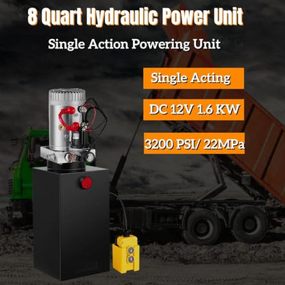 8 Quart Single Acting Hydraulic Power Unit 12V - color: Single Acting, size: 8 Quart