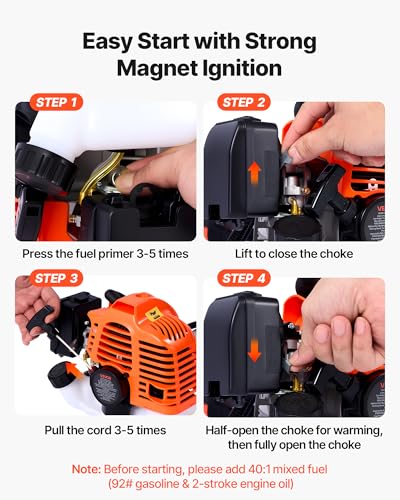 VEVOR Gas Hedge Trimmer 2 Cycle 63 cc 5-in-1 Gas Power Handheld Cutter - size: 63cc