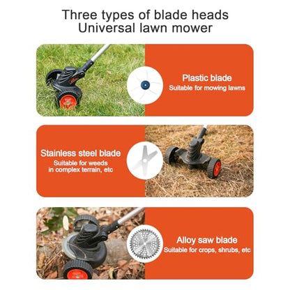 Weed Wacker Eater Cordless Battery Powered Electric Edger Lawn Tool Trimmer String Cordless Whacker Operated Grass Edger Cutter Black-Orange *2 Battery