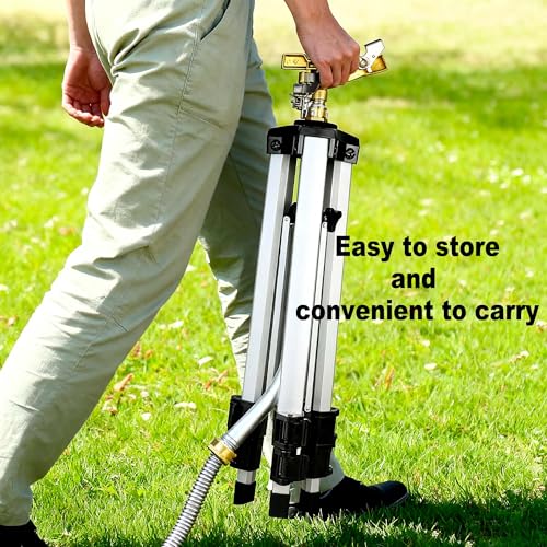Sprinklers for Yard on Tripod, 2 Pack Heavy Duty 360 Degree Impact Lawn Sprinklers for Yard and Gardens, Adjustable Base with Sprinkler Head Nozzle and 3/4" NH Inlet Hose Connection