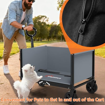 Semoprus 3 in 1 Wagons Carts Foldable,360LBS Beach Cart with Sturdy Wheels - color: Gray