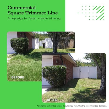 Anleolife .105" Commercial Square Heavy Duty Trimmer Line, 1038 ft 5 lb | Trimmer string for thick grass, tough weeds, edging, and property maintenance; square profile helps clean cuts and reloads - color: Commercial, size: 5lb .105"