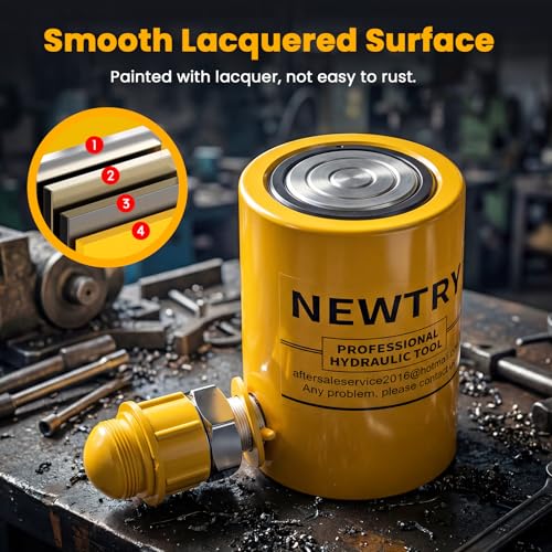 NEWTRY 10T Short Hydraulic Ram Jack, 2" Stroke Porta Power Ram Auto Retract - size: 10T