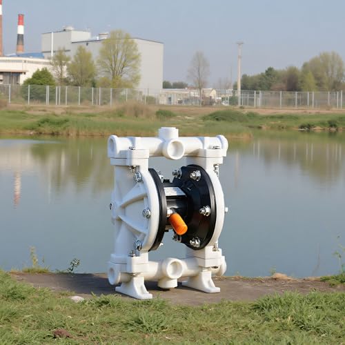 VEVOR Air Operated Double Diaphragm Pump, 4.4 GPM, 1-1/2 inch Inlet & Outlet Pneumatic Waste Oil Transfer Pump, Max 100 PSI, Polypropylene Body, Air-Operated for Diesel, Grease, Kerosene, Gasoline - style: 1-1/2 inch 4.4GPM Polypropylene