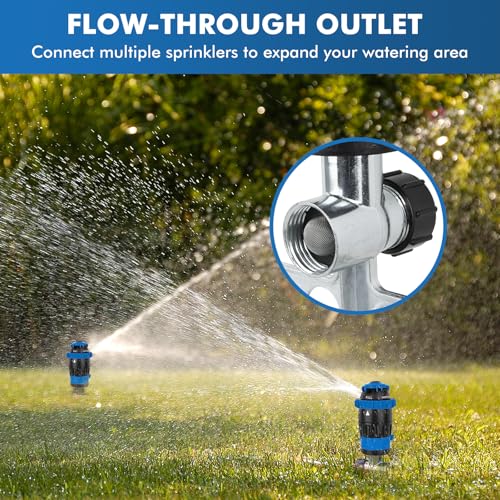 RESTMO Gear Drive Sprinkler with Metal T-Spike Base,Blue - color: Blue, size: 1 Pack
