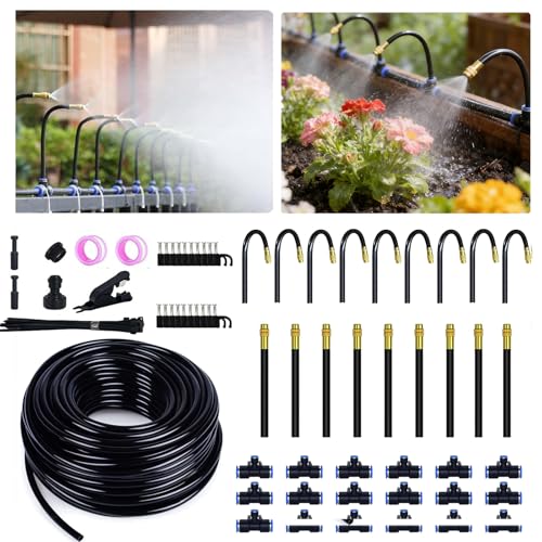 50ft Drip Irrigation System with 18pcs Misting Sprinkler Kit