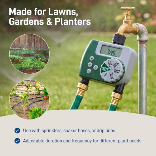 Orbit Programmable Digital Hose Watering Timer - 2 Outlet - Battery Powered - with LCD Screen - Built-in Rain Delay - Water-Resistant - 58910 - size: 2 Outlet
