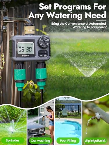 Insoma 2-Zone Water Timer for Garden Hose, Brass Inlet Sprinkler Timer - size: 2 Zone-Brass Inlet