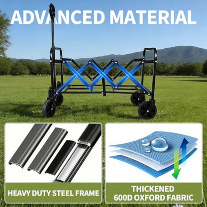 Foldable Wagon Cart, Utility Wagon with All Terrain Wheels - color: Black, size: Medium without Tailgate