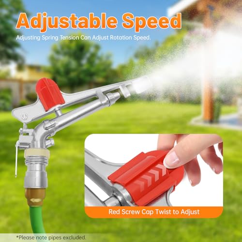Agricultural Irrigation Spray Gun, 1.5" Adjustable 360° Rotation Metal Lawn Sprinkler, 80M Large Area Spraying System for Farms Orchards Tea Gardens Plant Irrigation - size: D