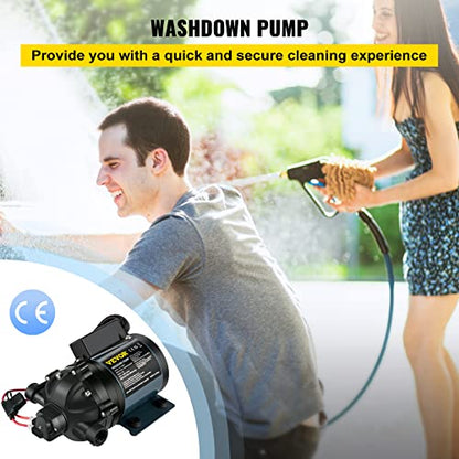 VEVOR Washdown Pump, 12V DC, 7 GPM 60 PSI, Max. 10 FT Lift Self Priming Water Pump, w/EPDM Valve, Universal Salt Water Strainer & Female/Male Thread, for RV, Marine Deck, Yacht - size: 12V, 7GPM, 60PSI