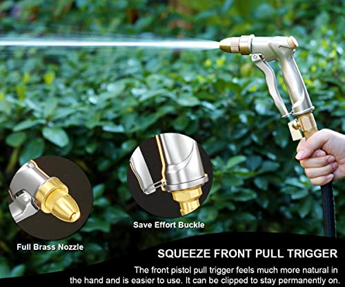 ESOW Heavy Duty Metal Garden Hose Nozzle, High Pressure Water Hose Nozzle with 4 Spray Patterns Rotating, Ideal for Outdoor Lawn & Garden Watering, Car & Pet Washing, Silver - color: Silver