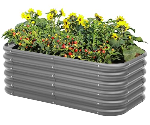 Besebay Galvanized Raised Garden Bed, Outdoor Planter Bed, - color: Dark Grey, size: 4x2x1.5ft
