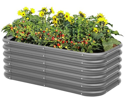 Besebay Galvanized Raised Garden Bed, Outdoor Planter Bed, - color: Dark Grey, size: 4x2x1.5ft