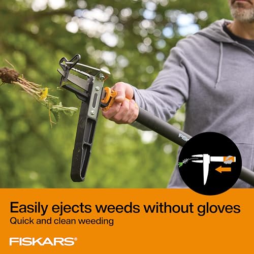 Fiskars Stand-Up Weed Puller Tool, 3 Serrated Stainless Steel Claws, 39" - style: 3-claw