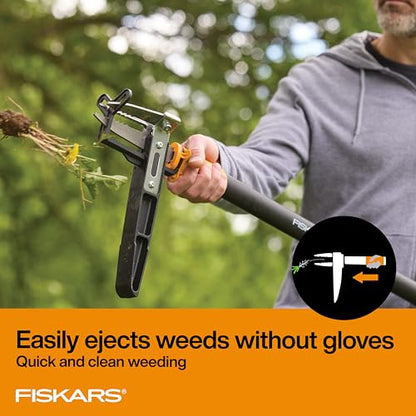 Fiskars Stand-Up Weed Puller Tool, 3 Serrated Stainless Steel Claws, 39" - style: 3-claw