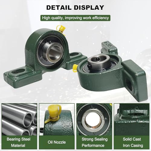 2 Pack UCP204-12 Pillow Block Mounted Ball Bearing - 3/4" Bore - Solid Cast Iron Base - Self Aligning - style: UCP204-12