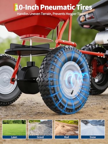 GarveeLife Tow-Behind Spreader, 85 Lbs Capacity Salt Broadcast Spreader