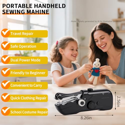 Upgrade Handheld Sewing Machine for Adult Beginners,Black
