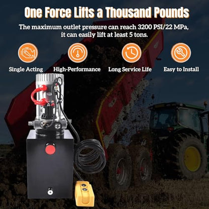 8 Quart Single Acting Hydraulic Power Unit 12V - color: Single Acting, size: 8 Quart