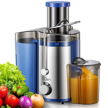Juicer Machine 800W Centrifugal Juicer with Wide Mouth Feed Chute - color: Blue, size: 800W