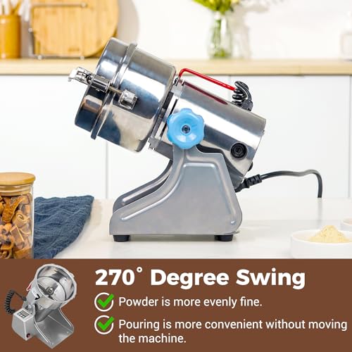 LEEVOT Grain Mill 500g Commercial Spice Grinders Electric 1500W Stainless Steel Pulverizer Dry Grinder for Grinding Wheat, Oats, Corn, Pepper, and Coffee Beans – Grinder for Kitchen. - size: 500G