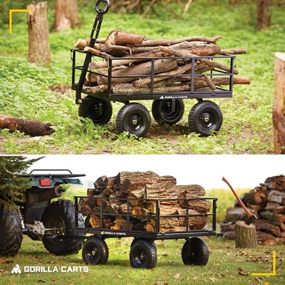 Gorilla Carts Steel Utility Garden Cart, 1200 lb. Capacity, Black - color: Black