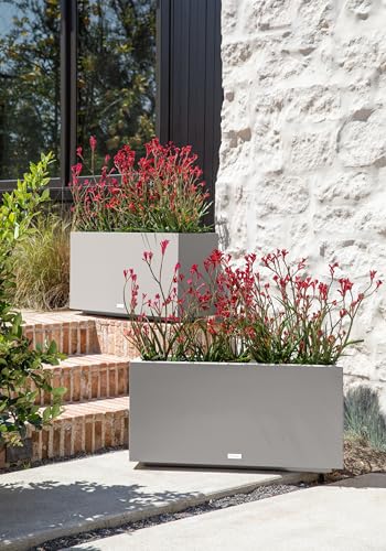 Veradek Block Series Long Box Planter - Rectangular Outdoor Planter - color: Gray, size: Medium - 2 Pack