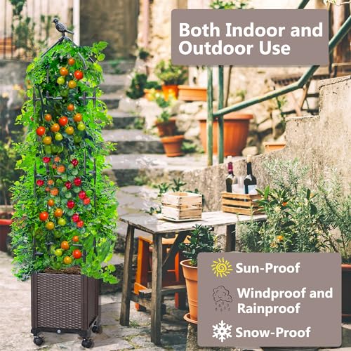 Sunnyglade 2 PCS 63" Raised Garden Bed Planter Tomato Cage with Trellis