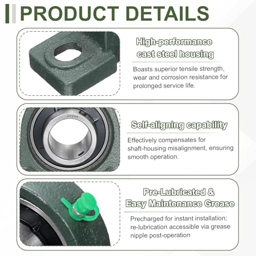 uxcell UCP208 Pillow Block Bearings, 40 mm Bore Self Alignment, (ABEC3) - size: UCP208 (Bore 40mm)