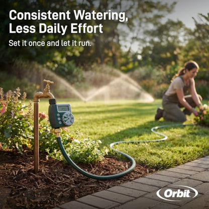 Orbit Programmable Digital Hose Watering Timer - 1 Outlet - Battery Powered - with LCD Screen - Built-in Rain Delay - Water-Resistant - 62061 - size: 1 Outlet