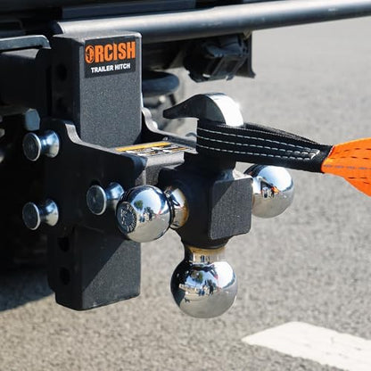 Adjustable Trailer Hitch, 360° Swivel Tri Ball Mount with Tow Hook & Lock - color: 2.5"-Adjustable