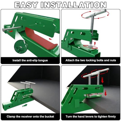 Clamp On Trailer Hitch 2" Receiver, Heavy-Duty Bucket Trailer Hitch, Green - color: Green